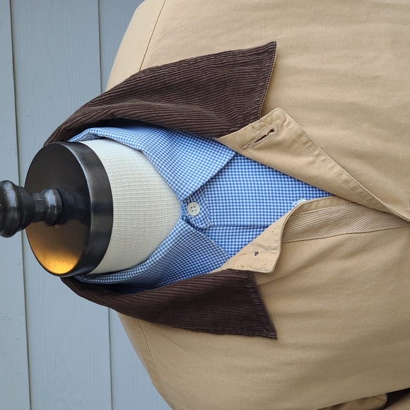 POLO RALPH LAUREN Tan Cotton Corduroy Collar Plaid Interior Large Mens Jacket - Picture 2 of 8